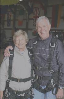 Sandy Gustafson Hill &amp; Joe Peplow ready for their skydiving adventure.